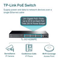 TP-Link Omada TL-SG1428PE 24Port Gigabit PoE+ 2xSFP Switch Destek Gücü 250W 24+2